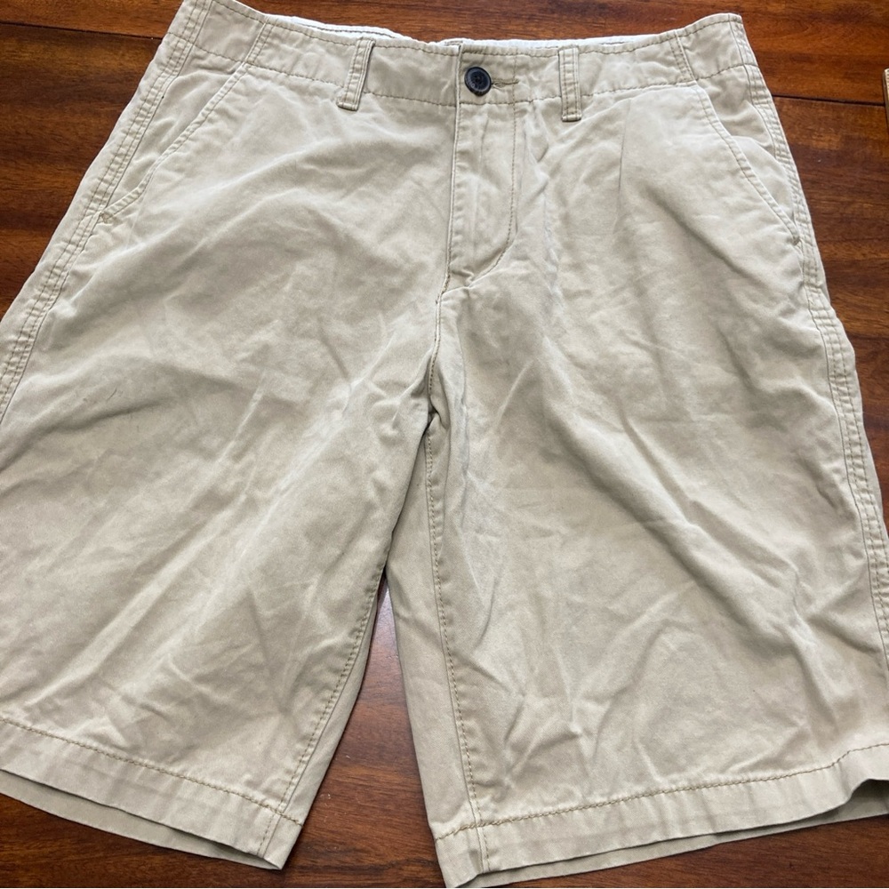 American Eagle Shorts Mens 32 Tan Chinos 11" Longboard Straight Khaki Canvas